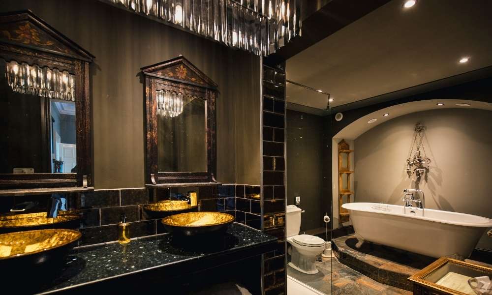 Luxurious Slate Tones Bathroom for Small Modern Master Bathroom Ideas 