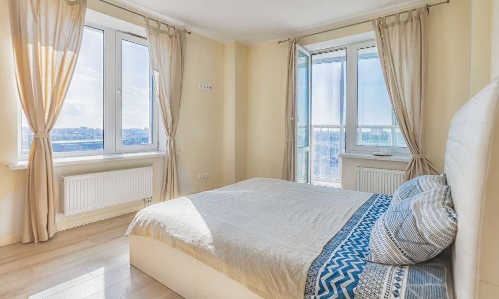 Arrange bedroom with two windows