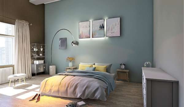 Contemporary Wall for Blue Yellow and Grey Bedroom Ideas