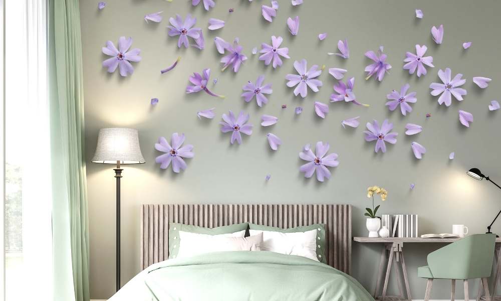 Flower Accent for DIY Wall Painting Ideas For Bedroom