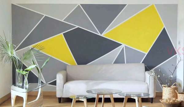Geometric Modern Wall Painting Ideas for Living Room