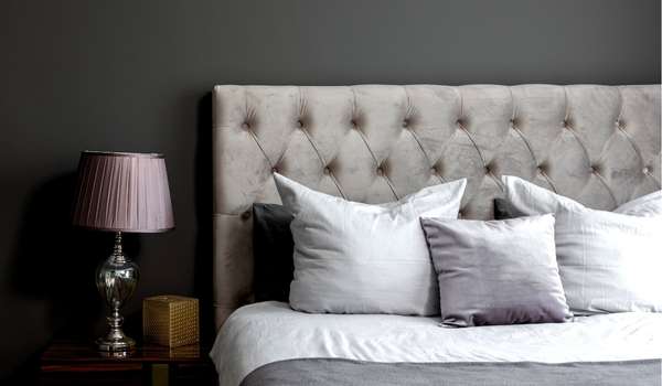 Grey Headboard for Blue Yellow and Grey Bedroom Ideas