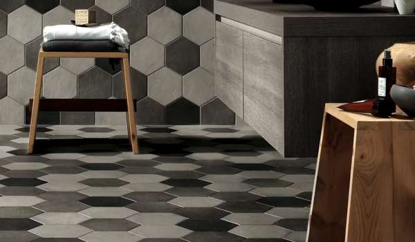 Hexagon Tile Gray Laminate Flooring Kitchen Ideas