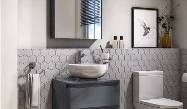 Modern Gray Bathroom Floating Vanity