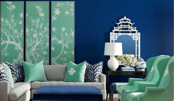 Navy Blue Modern Wall Painting Ideas for Living Room