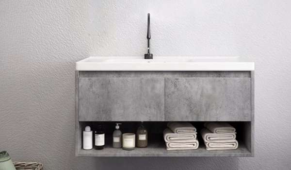 Open Shelves Small Bathroom Floating Vanity Ideas