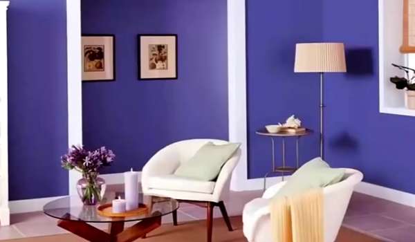 Periwinkle Blue Modern Wall Painting Ideas for Living Room