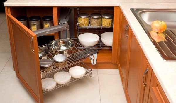 Slide-Out Kitchen Cabinet for Organize Dishes
