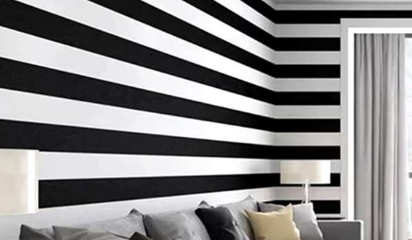 Striped Neutrals Modern Wall Painting Ideas for Living Room