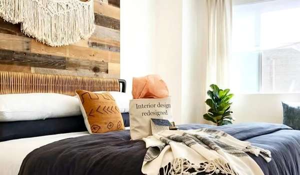Bohemian Black White and Gold Bedroom