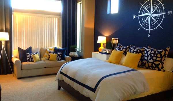 Dark Blue and Yellow Bedding