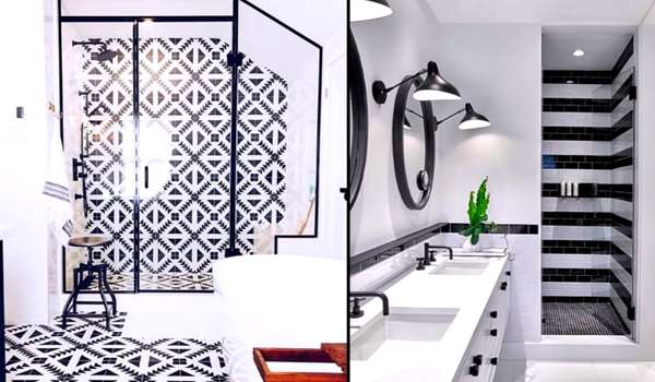 Pattern Bathroom Ideas Black White and Gray