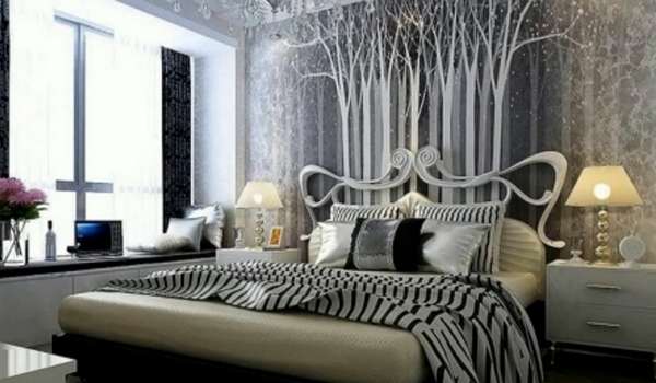 Romantic Bedroom with Feature Walls Decor