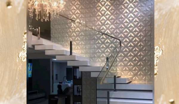 Staircase Wall Decor With Chandelier