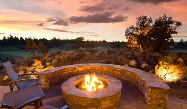 Fire Pit Seating Ideas With Coordinated Brick Bench 
