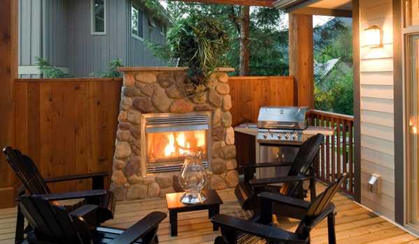 Kitchen and Fireplace